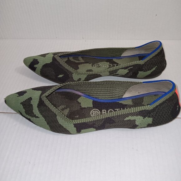 ROTHYS  THE POINTED OLIVE CAMO FLATS - Picture 9 of 11